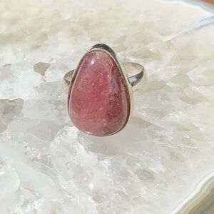 Strawberry Quarts 925 Sterling Silver Ring, Size 7